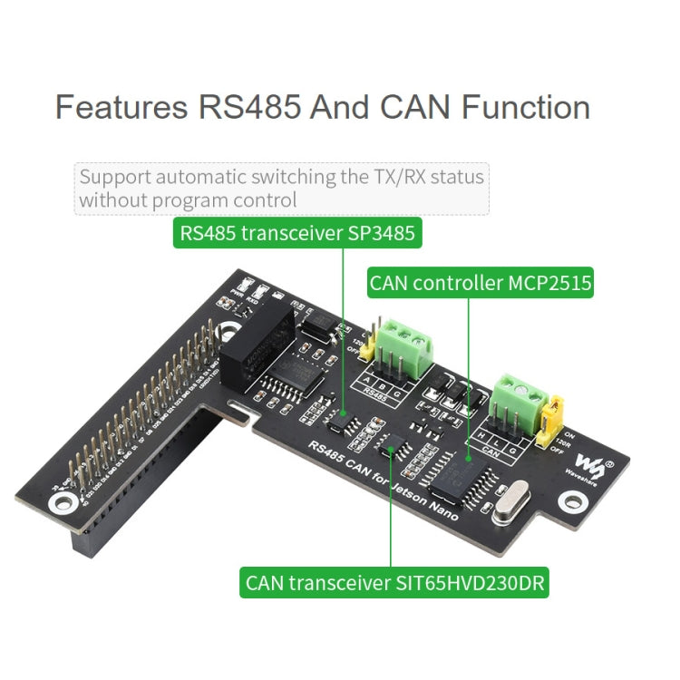 Waveshare RS485 CAN Expansion Board for Jetson Nano, Digital Isolation, Built-In Protection Circuit - Modules Expansions Accessories by WAVESHARE | Online Shopping UK | buy2fix