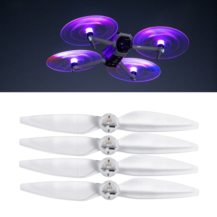 For DJI Air 3 STARTRC 2 Pairs Color LED Flash Lamp Low Noise Propellers (Transparent) - DIY Propeller by STARTRC | Online Shopping UK | buy2fix