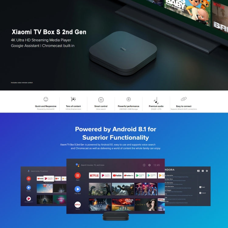[HK Warehouse] Xiaomi TV Box S 2nd Gen 4K HDR Google TV with Google Assistant Remote Streaming Media Player, Cortex-A55 Quad-core 64bit, 2GB+8GB, Google TV, EU Version(Black) - Consumer Electronics by Xiaomi | Online Shopping UK | buy2fix
