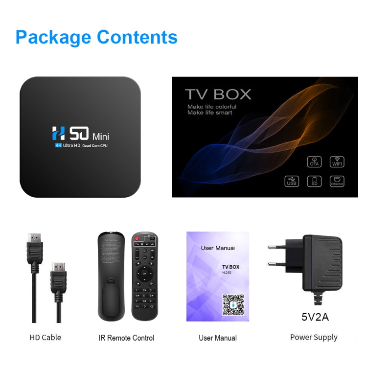 H50 Mini 4K Smart Network TV Box, Android 10.0, RK3318 Quad Core, 2GB+8GB, EU Plug - RK3318 by buy2fix | Online Shopping UK | buy2fix