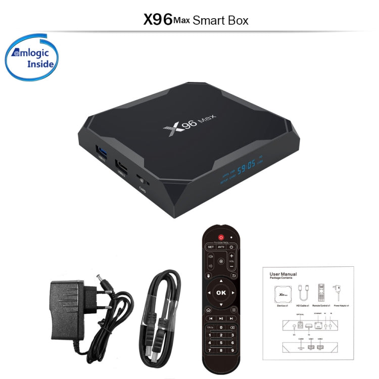 X96 Max 4K Ultra HD Media Player Smart TV Box with Remote Controller, Android 8.1, Amlogic S905X2 Quad Core ARM Cortex-A53 up to 2GHz, 4GB+32GB, Support TF Card, RJ45, Dual Band WiFi, Bluetooth(Black) - Consumer Electronics by buy2fix | Online Shopping UK | buy2fix