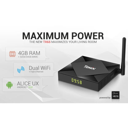 TANIX TX6s 4K Smart TV BOX Android 10 Media Player wtih Remote Control, Quad Core Allwinner H616, without Bluetooth Function, RAM: 2GB, ROM: 8GB, 2.4GHz WiFi, US Plug - Consumer Electronics by buy2fix | Online Shopping UK | buy2fix