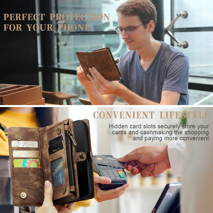 For iPhone 11 CaseMe-008 Detachable Multifunctional Horizontal Flip Leather Case with Card Slot & Holder & Zipper Wallet & Photo Frame (Brown) - iPhone 11 Cases by CaseMe | Online Shopping UK | buy2fix