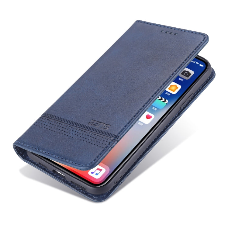 For iPhone XS Max AZNS Magnetic Calf Texture Horizontal Flip Leather Case with Card Slots & Holder & Wallet(Dark Blue) - More iPhone Cases by AZNS | Online Shopping UK | buy2fix