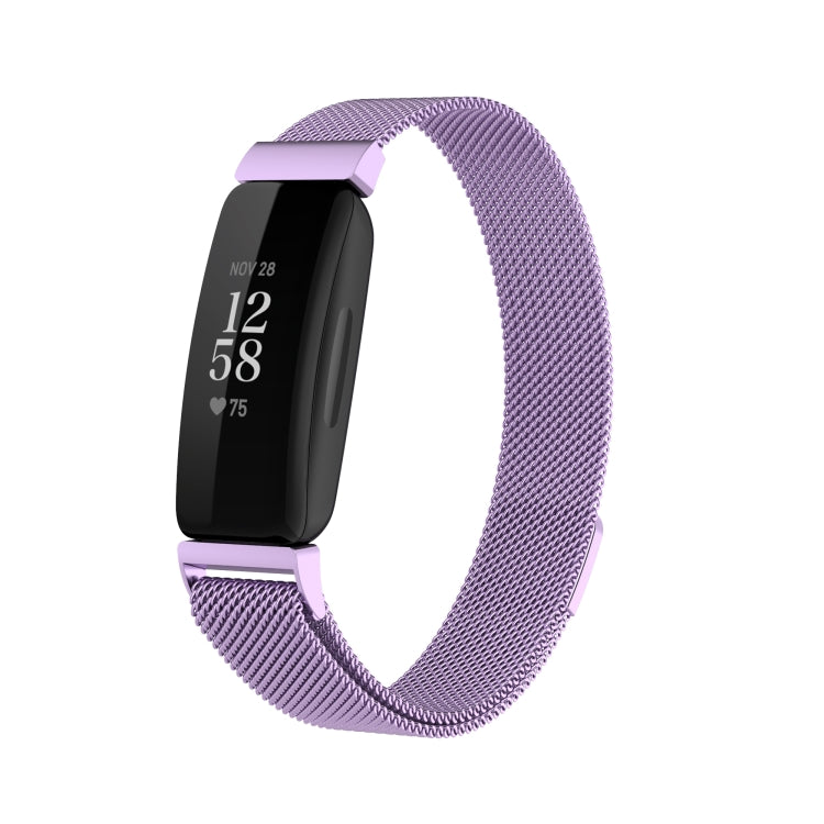 For Fitbit Inspire 2 Milanese  Watch Band, Size:S(Light Purple) - Smart Wear by buy2fix | Online Shopping UK | buy2fix