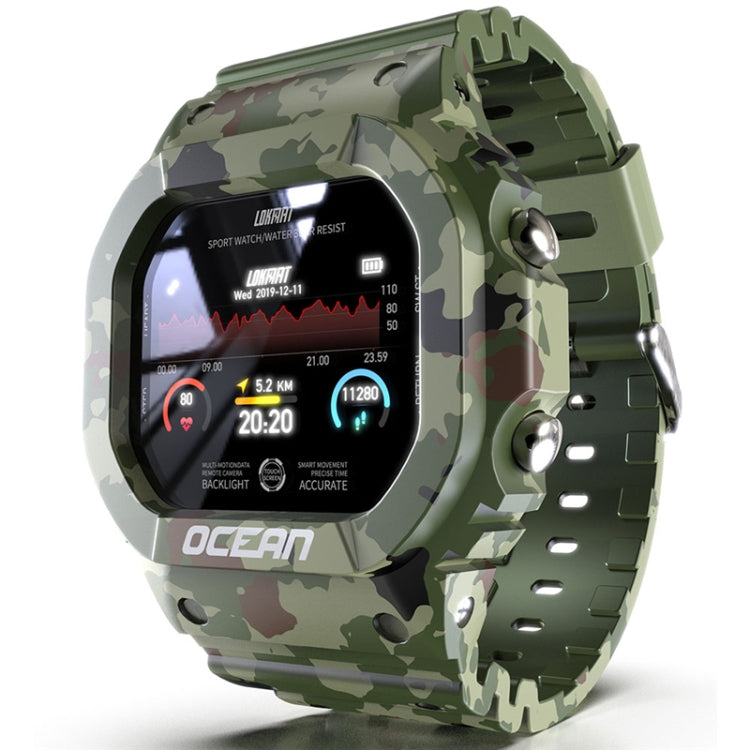 Lokmat OCEAN 1.14 inch TFT Touch Screen IP68 Waterproof Smart Watch, Support Information Reminder / Sleep Monitor / Sport Record(Camouflage Green) - Smart Wear by Lokmat | Online Shopping UK | buy2fix