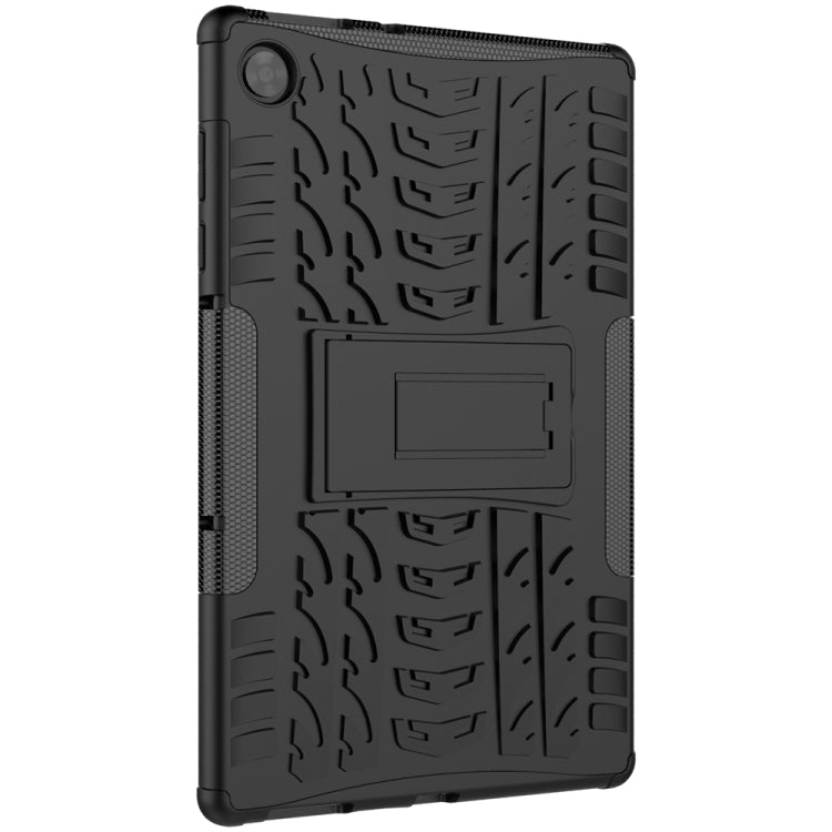 For Lenovo Tab M10 HD Gen 2 (TB-X306F) Tire Texture TPU+PC Shockproof Case with Holder(Black) - For Lenovo by buy2fix | Online Shopping UK | buy2fix