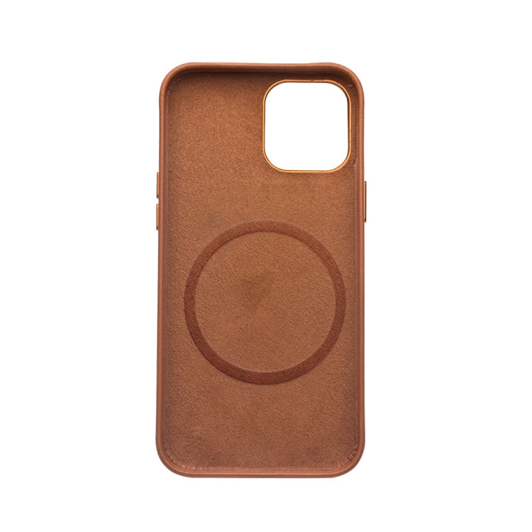 For iPhone 12 mini QIALINO Nappa Leather Shockproof Magsafe Case (Brown) - iPhone 12 mini Cases by QIALINO | Online Shopping UK | buy2fix