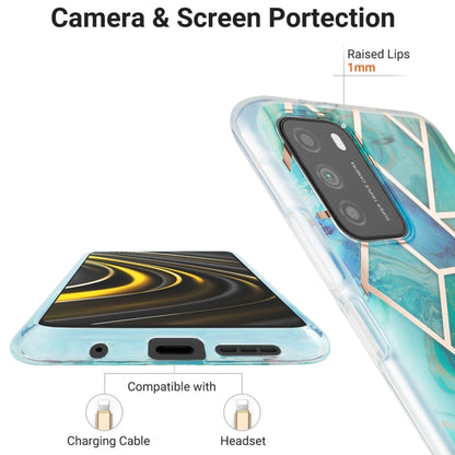 For Xiaomi Poco M3 / Note 9 4G / Redmi 9 Power / Redmi 9T 3D Electroplating Marble Pattern TPU Protective Case(Green) - Xiaomi Accessories by buy2fix | Online Shopping UK | buy2fix