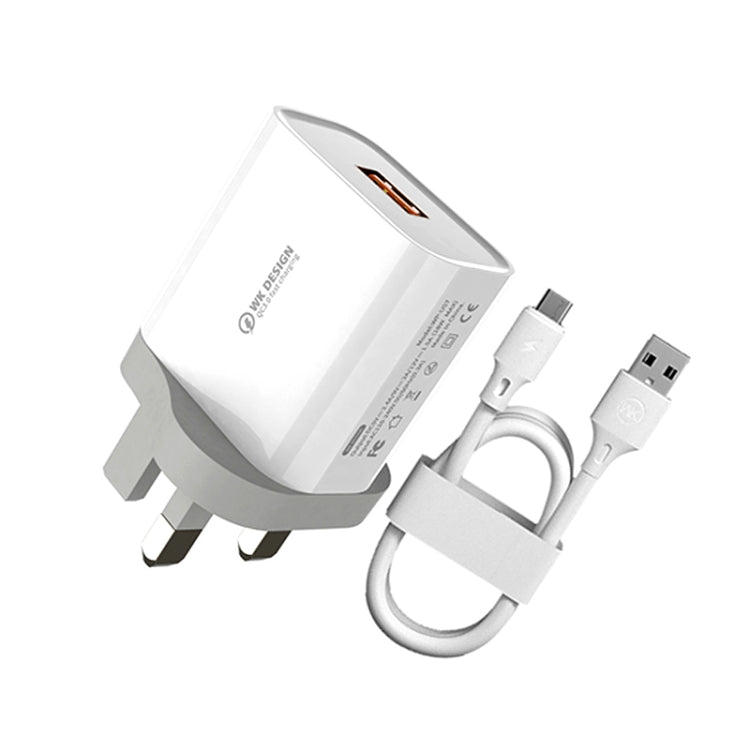 WK WP-U57 Max 18W Maxspeed QC3.0 Fast Charger + USB to Type-C / USB-C Data Cable, Plug Type:UK Plug - Apple Accessories by WK | Online Shopping UK | buy2fix