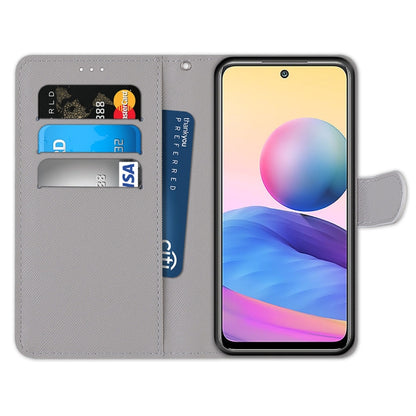 For Xiaomi Redmi Note 10 5G Coloured Drawing Cross Texture Horizontal Flip PU Leather Case with Holder & Card Slots & Wallet & Lanyard(Footprint Water Drops) - Xiaomi Cases by buy2fix | Online Shopping UK | buy2fix