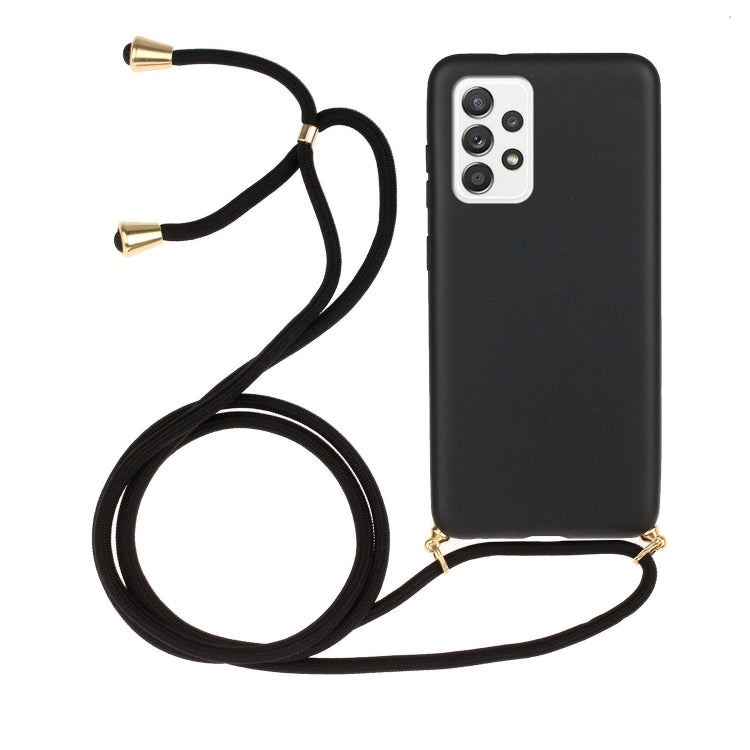 For Samsung Galaxy A52 5G / 4G Wheat Straw Material + TPU Protective Case with Lanyard(Black) - Samsung Accessories by buy2fix | Online Shopping UK | buy2fix