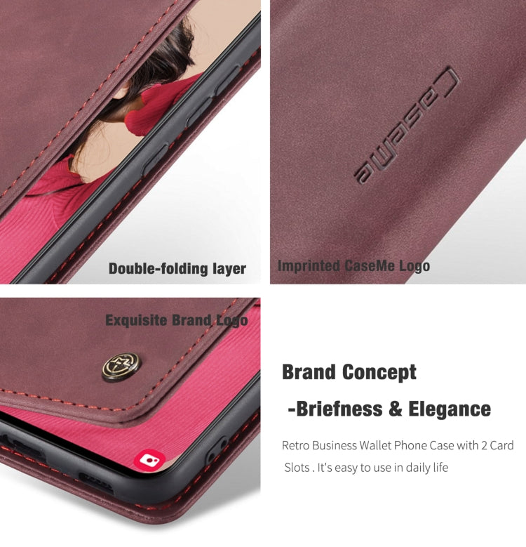 For Samsung Galaxy S21 FE CaseMe 013 Multifunctional Horizontal Flip Leather Case, with Card Slot & Holder & Wallet(Wine Red) - Samsung Accessories by CaseMe | Online Shopping UK | buy2fix