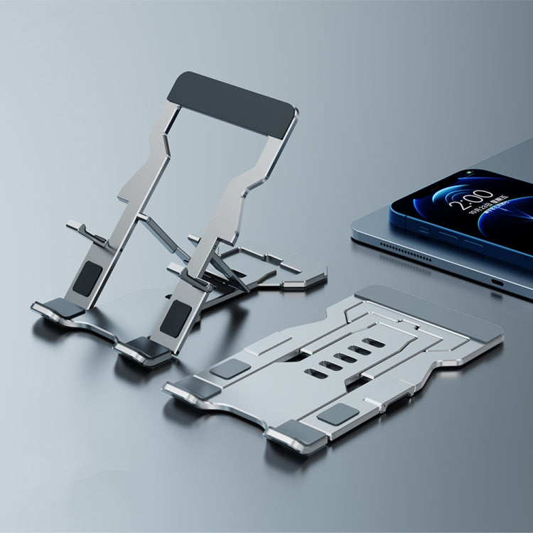 R-JUST HZ06 Universal Foldable Magnetic Flakes Aluminum Alloy Mobile Phones / Tablets Holder(Silver) - Desktop Holder by R-JUST | Online Shopping UK | buy2fix