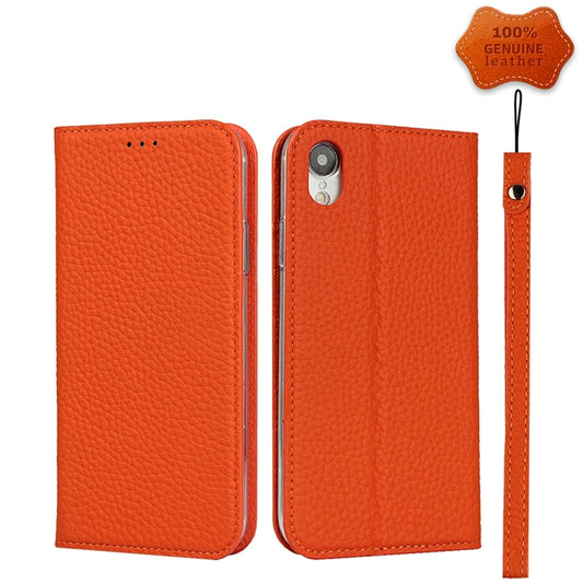 For iPhone XR Litchi Genuine Leather Phone Case(Orange) - More iPhone Cases by buy2fix | Online Shopping UK | buy2fix