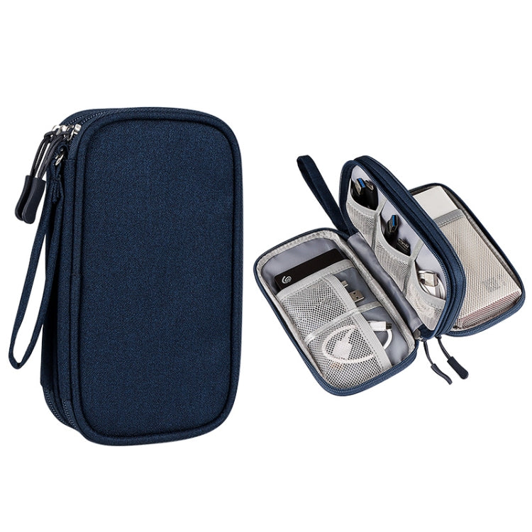 SM05 Double-layer Digital Accessory Storage Bag with Lanyard(Navy Blue) - Digital Storage Bag by buy2fix | Online Shopping UK | buy2fix