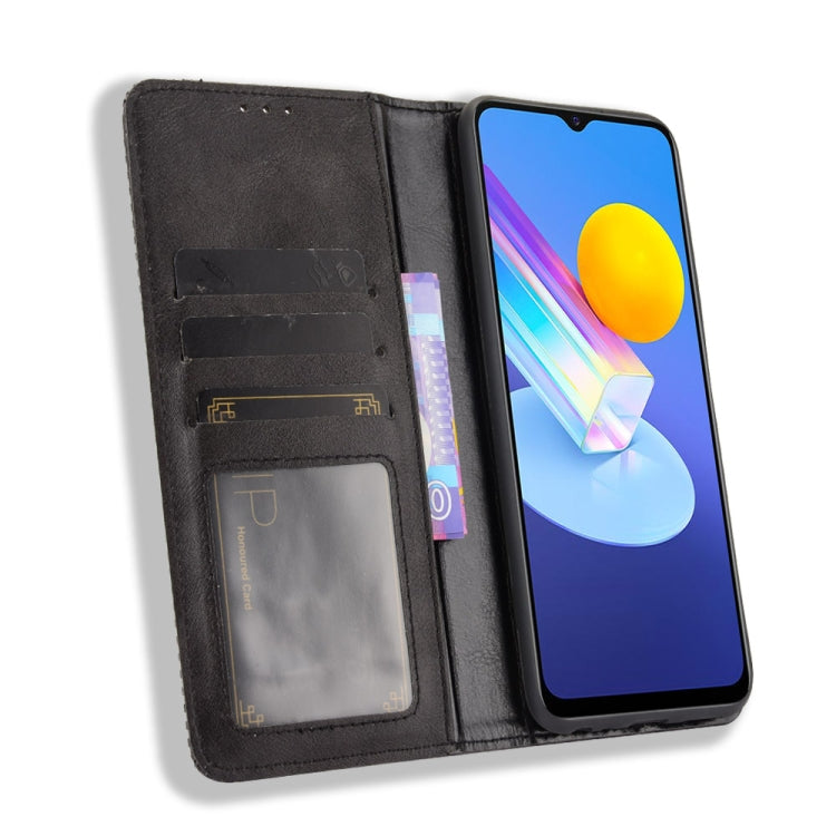 For vivo Y72 5G / iQOO Z3 5G Magnetic Buckle Retro Crazy Horse Texture Horizontal Flip Leather Case with Holder & Card Slots & Photo Frame(Black) - vivo Cases by buy2fix | Online Shopping UK | buy2fix