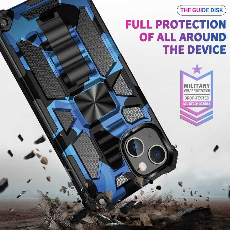 For iPhone 13 Pro Max Camouflage Armor Kickstand TPU + PC Magnetic Phone Case (Blue) - iPhone 13 Pro Max Cases by buy2fix | Online Shopping UK | buy2fix