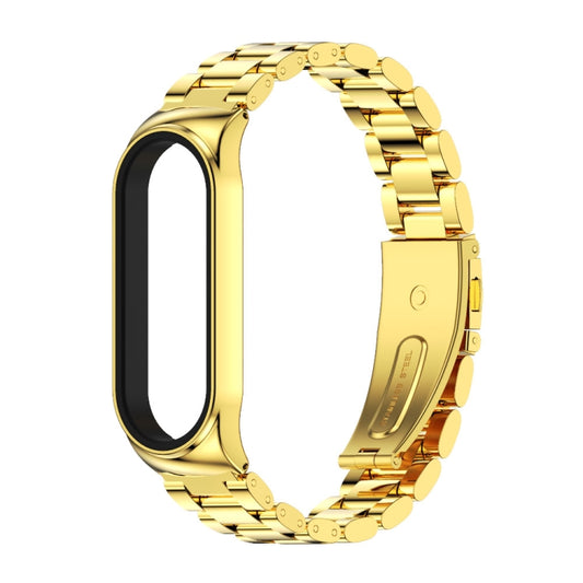 For Xiaomi Mi Band 6 / 5 / 4 / 3 Mijobs CS Metal Three Bead Stainless Steel Watch Band(Gold) - Watch Bands by MIJOBS | Online Shopping UK | buy2fix