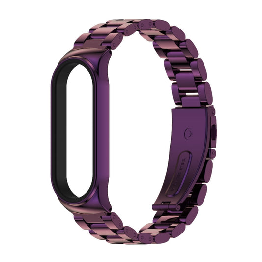 For Xiaomi Mi Band 6 / 5 / 4 / 3 Mijobs CS Metal Three Bead Stainless Steel Watch Band(Purple) - Watch Bands by MIJOBS | Online Shopping UK | buy2fix