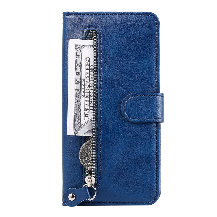 For Samsung Galaxy A22 5G Fashion Calf Texture Zipper Horizontal Flip Leather Case with Holder & Card Slots & Wallet(Blue) - Galaxy Phone Cases by buy2fix | Online Shopping UK | buy2fix