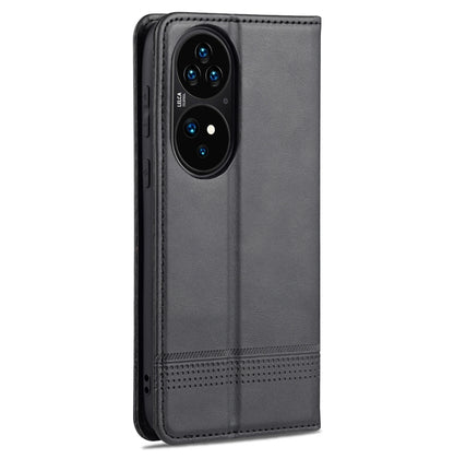 For Huawei P50 Pro AZNS Magnetic Calf Texture Horizontal Flip Leather Case with Card Slots & Holder & Wallet(Black) - Huawei Cases by AZNS | Online Shopping UK | buy2fix