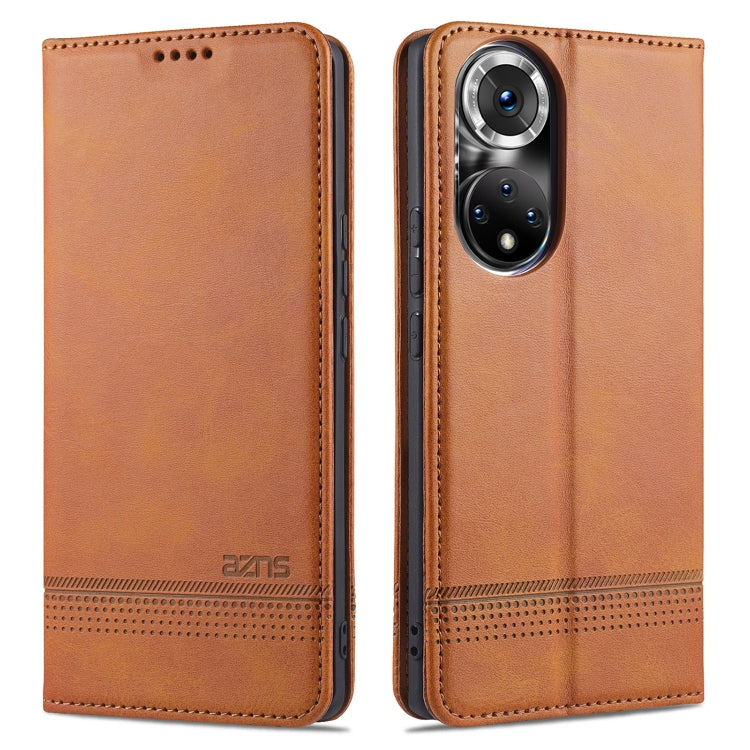 For Honor 50 AZNS Magnetic Calf Texture Horizontal Flip Leather Case with Card Slots & Holder & Wallet(Light Brown) - Honor Cases by AZNS | Online Shopping UK | buy2fix