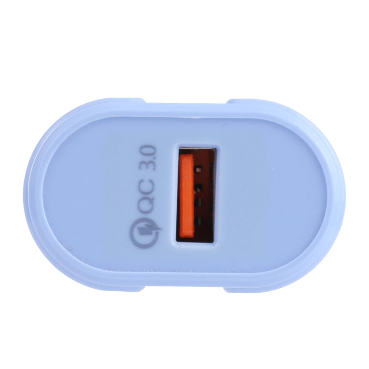 13-3 QC3.0 Single USB Interface Macarons Travel Charger, US Plug(Blue) - Mobile Accessories by buy2fix | Online Shopping UK | buy2fix