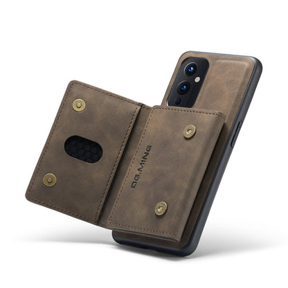 For OnePlus 9 (EU/NA) DG.MING M2 Series 3-Fold Multi Card Bag Back Cover Shockproof Case with Wallet & Holder Function(Coffee) - OnePlus Cases by DG.MING | Online Shopping UK | buy2fix