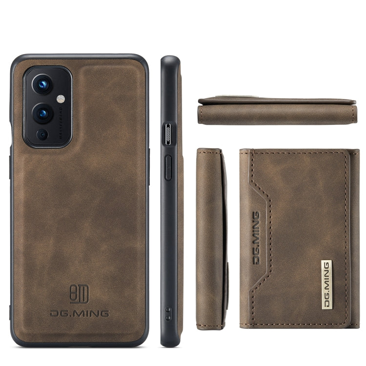 For OnePlus 9 (EU/NA) DG.MING M2 Series 3-Fold Multi Card Bag Back Cover Shockproof Case with Wallet & Holder Function(Coffee) - OnePlus Cases by DG.MING | Online Shopping UK | buy2fix