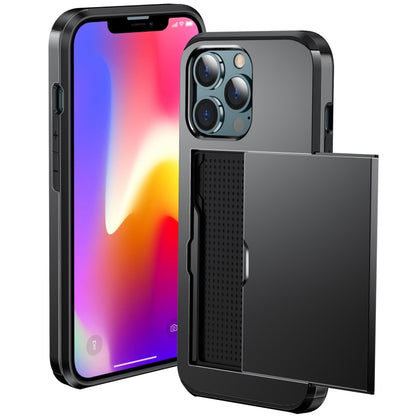 For iPhone 13 Pro Shockproof Armor Protective Case with Slide Card Slot (Black) - iPhone 13 Pro Cases by buy2fix | Online Shopping UK | buy2fix