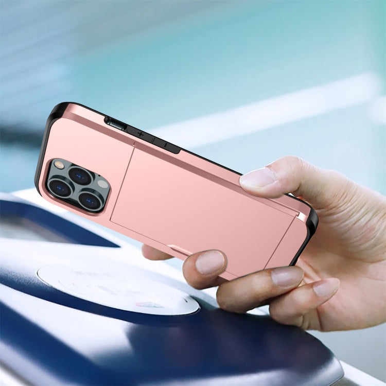 For iPhone 13 Pro Shockproof Armor Protective Case with Slide Card Slot (Rose Gold) - iPhone 13 Pro Cases by buy2fix | Online Shopping UK | buy2fix