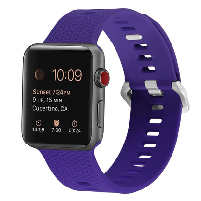 Silicone Watch Band For Apple Watch Ultra 49mm&Watch Ultra 2 49mm / Series 9&8&7 45mm / SE 3&SE 2&6&SE&5&4 44mm / 3&2&1 42mm(Dark Purple) - Watch Bands by buy2fix | Online Shopping UK | buy2fix