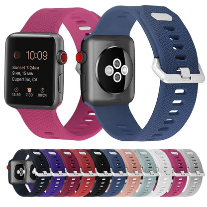 Silicone Watch Band For Apple Watch Ultra 49mm&Watch Ultra 2 49mm / Series 9&8&7 45mm / SE 3&SE 2&6&SE&5&4 44mm / 3&2&1 42mm(Barbie Pink) - Watch Bands by buy2fix | Online Shopping UK | buy2fix