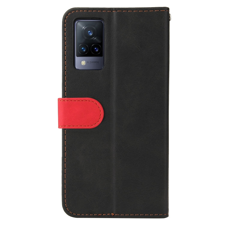 For vivo V21 4G / 5G Business Stitching-Color Horizontal Flip PU Leather Case with Holder & Card Slots & Photo Frame(Red) - vivo Cases by buy2fix | Online Shopping UK | buy2fix