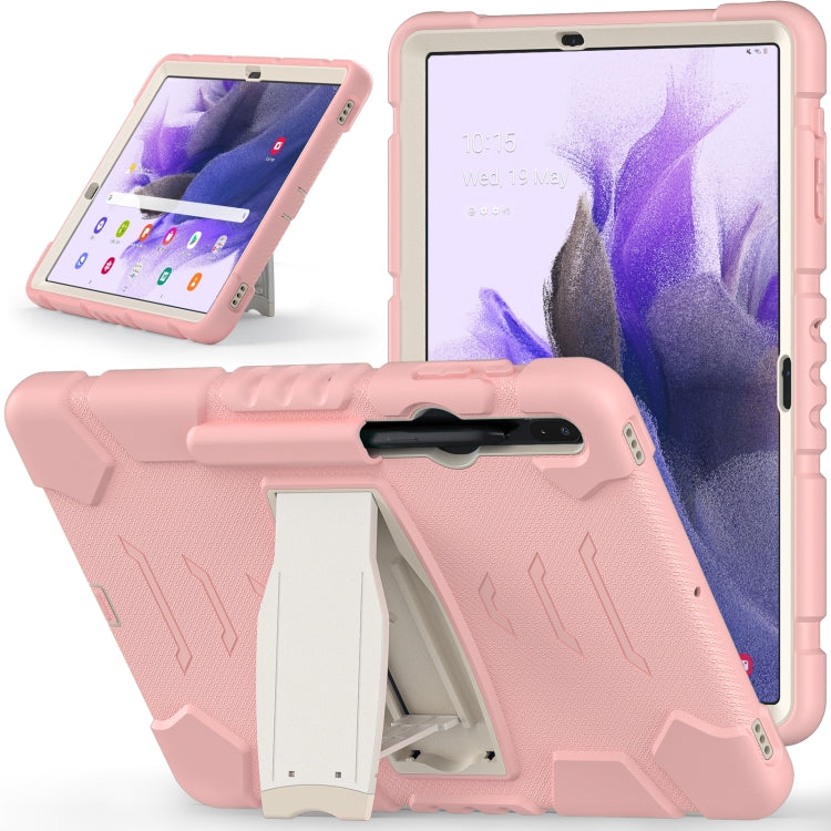 For Samsung Galaxy Tab S7+/ Tab S7 FE / Tab S8+ 3-Layer Protection Screen Frame + PC + Silicone Combination Case with Holder(Cherry Blossoms Pink) - Other Galaxy Tab PC by buy2fix | Online Shopping UK | buy2fix