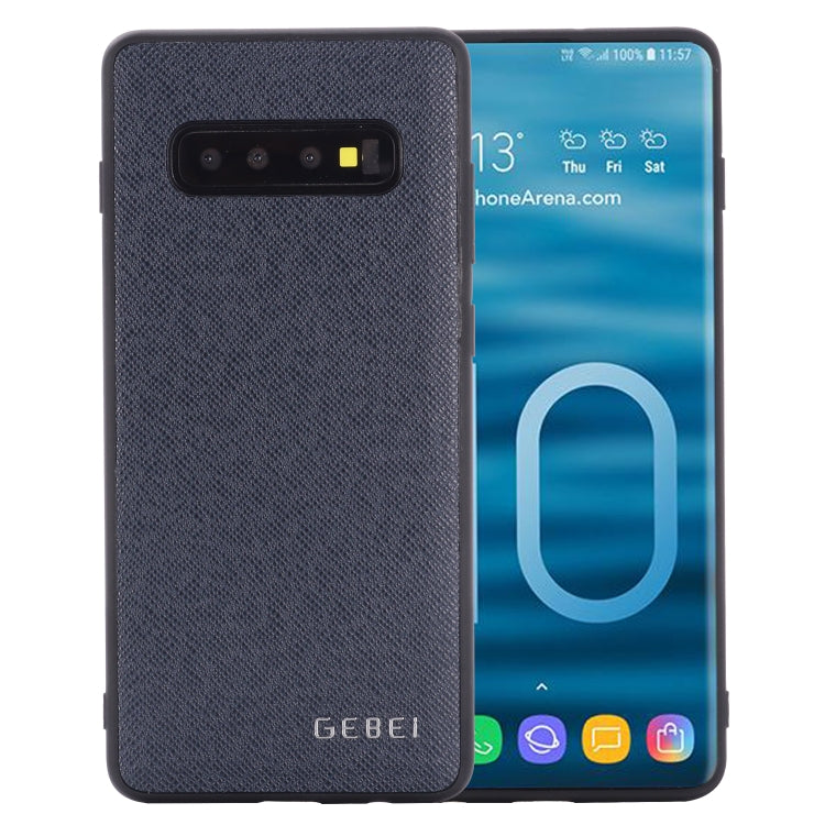 For Galaxy S10+ GEBEI Full-coverage Shockproof Leather Protective Case(Blue) - Galaxy Phone Cases by GEBEI | Online Shopping UK | buy2fix