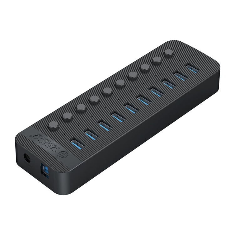 ORICO CT2U3-10AB-BK 10 In 1 Plastic Stripes Multi-Port USB HUB with Individual Switches, AU Plug(Black) - USB 3.0 HUB by ORICO | Online Shopping UK | buy2fix