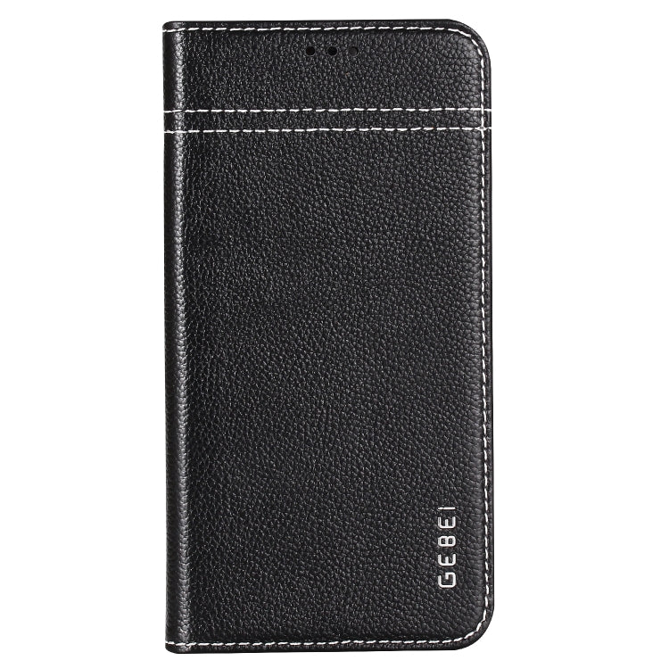 For iPhone XS / X GEBEI Top-grain Leather Horizontal Flip Protective Case with Holder & Card Slots(Black) - More iPhone Cases by GEBEI | Online Shopping UK | buy2fix