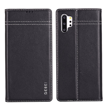 For Galaxy Note 10  GEBEI Top-grain Leather Horizontal Flip Protective Case with Holder & Card Slots(Black) - Galaxy Phone Cases by GEBEI | Online Shopping UK | buy2fix