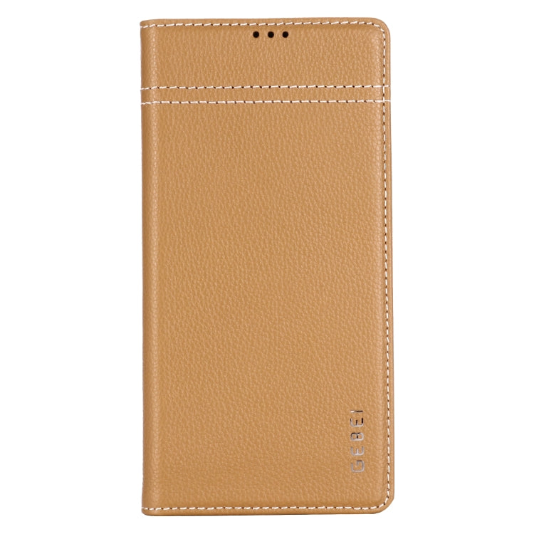 For Galaxy Note 10  GEBEI Top-grain Leather Horizontal Flip Protective Case with Holder & Card Slots(Khaki) - Galaxy Phone Cases by GEBEI | Online Shopping UK | buy2fix