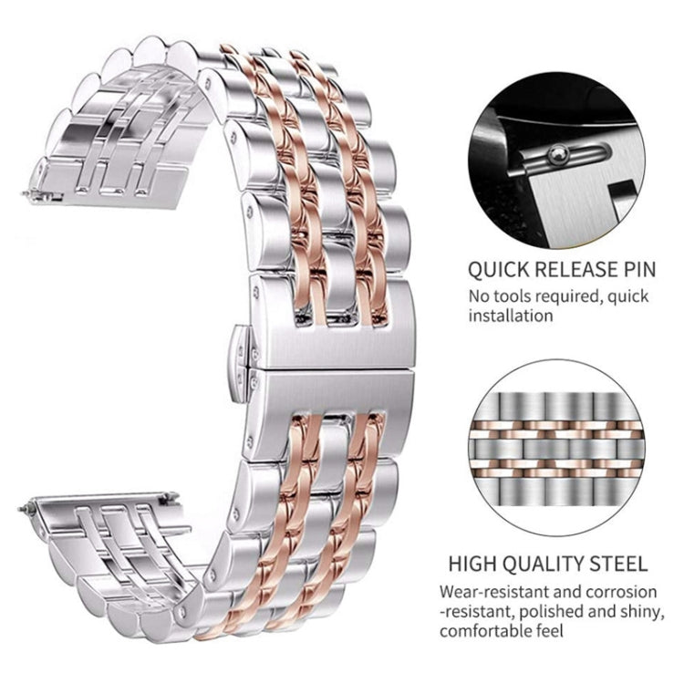 22mm Men Version Seven-beads Steel Watch Band(Black) - Watch Bands by buy2fix | Online Shopping UK | buy2fix