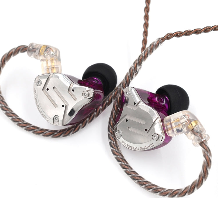 KZ ZS10 Pro 10-unit Ring Iron Gaming In-ear Wired Earphone, Mic Version(Purple) - In Ear Wired Earphone by KZ | Online Shopping UK | buy2fix