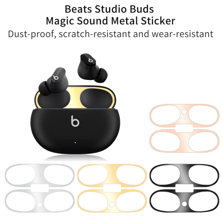 For Beats Studio Buds Wireless Bluetooth Earphone Magic Sound Metal Protective Sticker(Gold) - Protective Sticker by buy2fix | Online Shopping UK | buy2fix