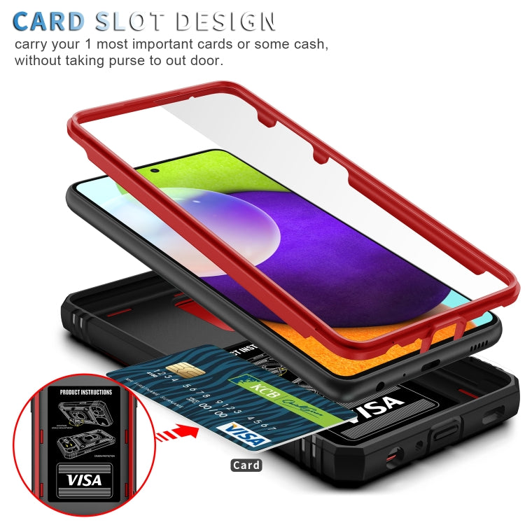 For Samsung Galaxy A52 Sliding Camera Cover Design TPU + PC Protective Case with 360 Degree Rotating Holder & Card Slot(Red+Black) - Samsung Accessories by buy2fix | Online Shopping UK | buy2fix