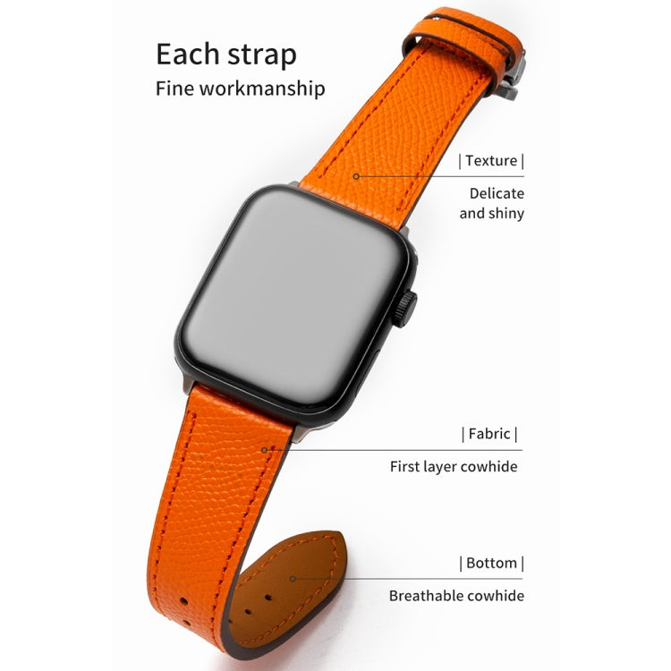 Butterfly Clasp  Top Layer Cowhide Leather Strap Watch Band For Apple Watch Series 8&7 41mm / SE 2&6&SE&5&4 40mm / 3&2&1 38mm(Red) - Watch Bands by buy2fix | Online Shopping UK | buy2fix