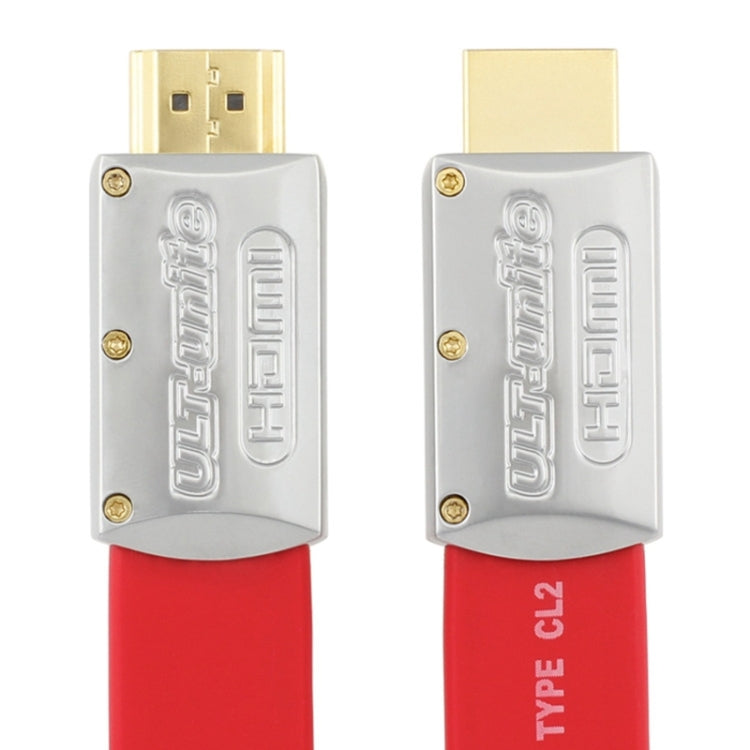 ULT-unite 4K Ultra HD Gold-plated HDMI to HDMI Flat Cable, Cable Length:12m(Red) - Cable by ult-unite | Online Shopping UK | buy2fix