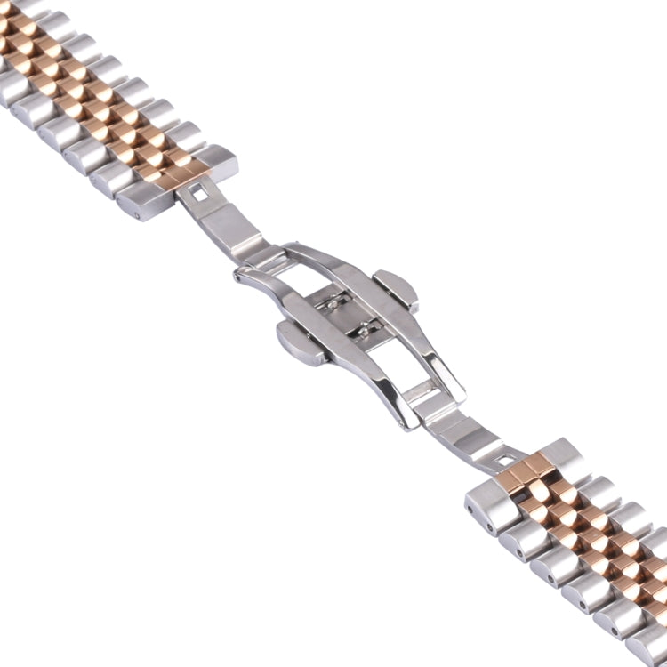 For Samsung Galaxy Watch4 40mm/44mm Five-bead Stainless Steel Watch Band(Silver Rose Gold) - Watch Bands by buy2fix | Online Shopping UK | buy2fix