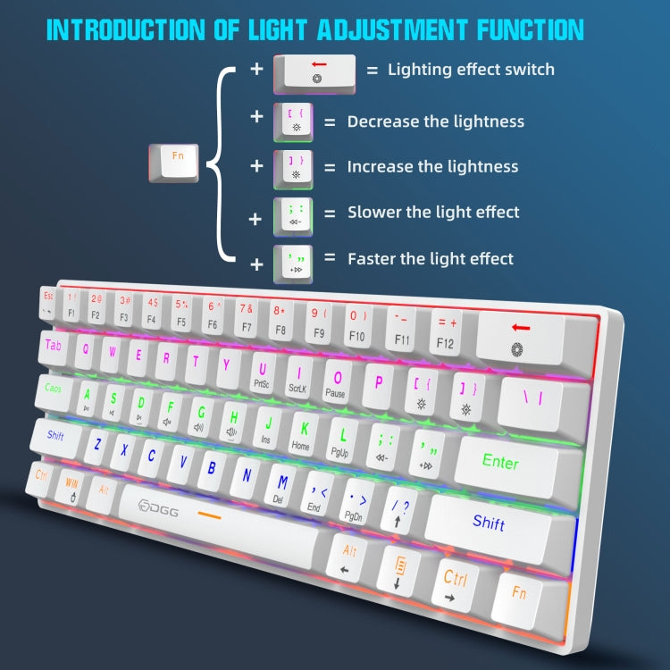 HXSJ V900 61 Keys Cool Lighting Effect Mechanical Wired Keyboard(White) - Wired Keyboard by HXSJ | Online Shopping UK | buy2fix