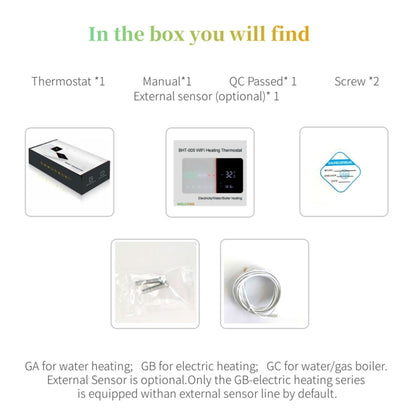 BHT-005-GC 220V AC 3A Smart Home Heating Thermostat for EU Box, Control Boiler Heating with Only Internal Sensor - Consumer Electronics by buy2fix | Online Shopping UK | buy2fix